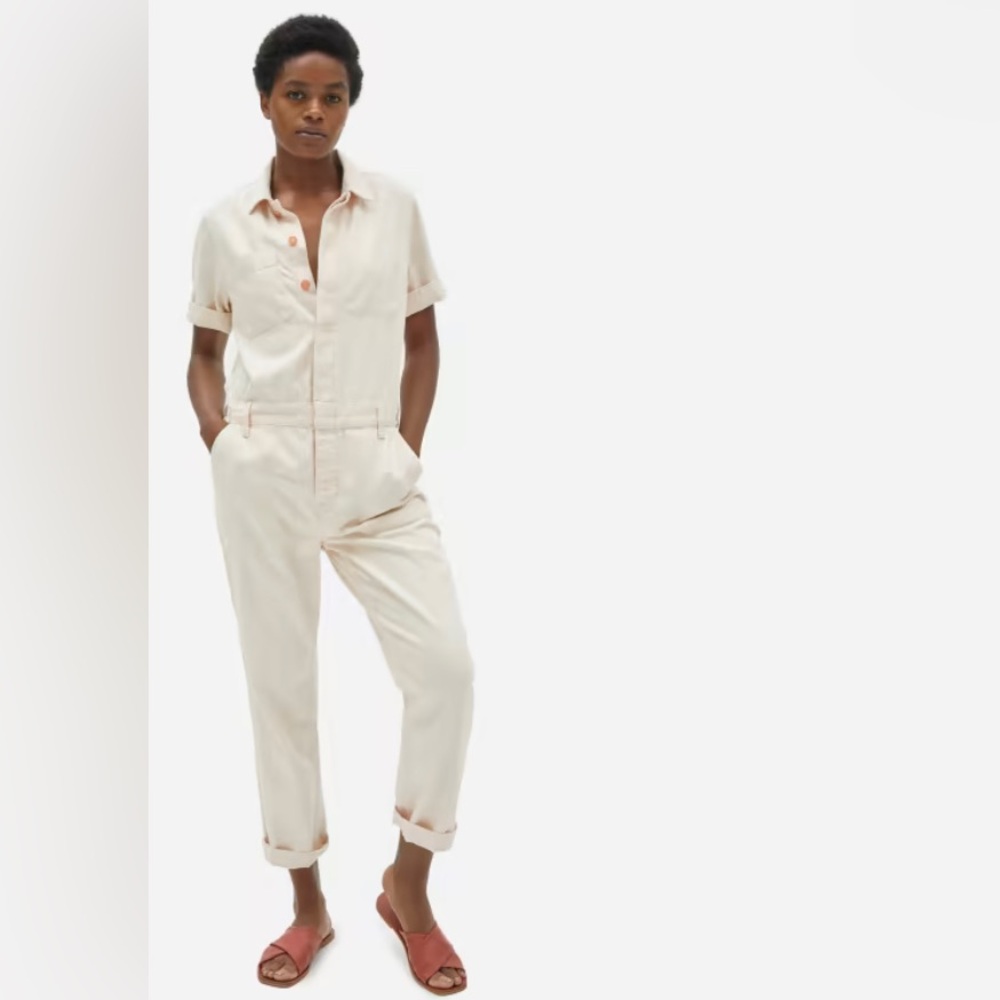 Everlane Super-Soft Summer Denim Coverall Boilersuit Jumpsuit Bone Size 8
